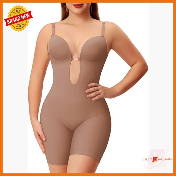 Strapless Backless Shapewear Bodysuit Slim Fit Nylon Spandex Built-In Bra
